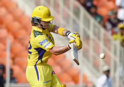 ahmedabad chennai super kings39 batter dewald brevis plays a shot during the ind