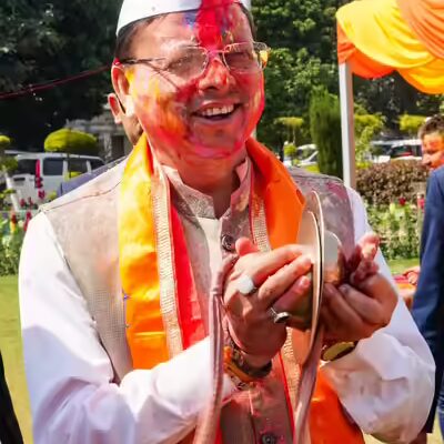 dehradun mar 04 ani uttarakhand chief minister pushkar singh dhami celebrate