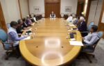 pm modi chairing the ccs meeting late sunday after his return to delhi