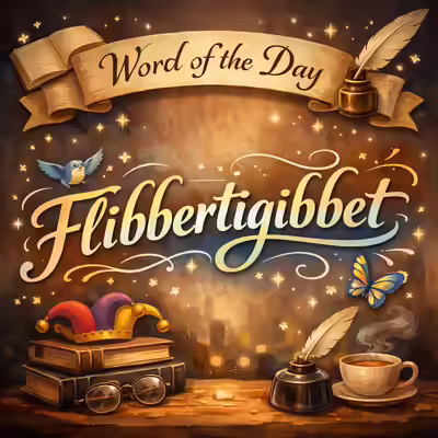 word of the day flibbertigibbet image source ai generated