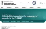 drdo inmas apprentice recruitment 2026