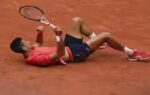 paris serbia39s novak djokovic slips on the clay court during the men39s singles