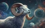ram with large horns near planets 1