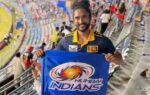 shehan malik at wankhede stadium with mumbai indians flagjpg