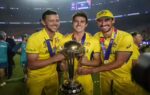 ahmedabad australia39s pat cummins josh hazlewood and mitchell starc celebrate