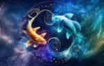 fish zodiac sign space background generative ai 1