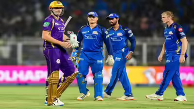 kolkata may 20 ani mumbai indians39 corbin bosch and teammates celebrate the