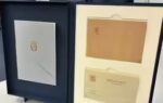 reproductions of two handwritten cards by the indian poet and nobel laureate rabindranath tagore