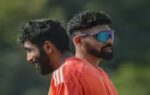 visakhapatnam india39s mohammed siraj and jasprit bumrah during a practice sessi