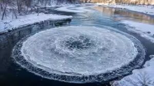 every winter canadian rivers produce giant spinning circles of ice scientists now know why