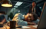 exhausted employee angry boss