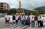 fc goa players in front of the nagasaki atomic bomb museum