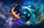 fish zodiac sign space background generative ai 1