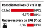 under recoveries push hpcl bpcl into losses