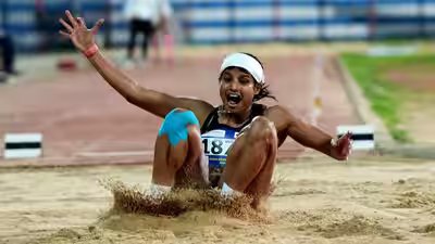 bengaluru keralas ancy sojan competes in the womens long jump event at the in