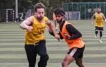 bollywood actor tiger shroff during a football practice match in mumbai pti photo