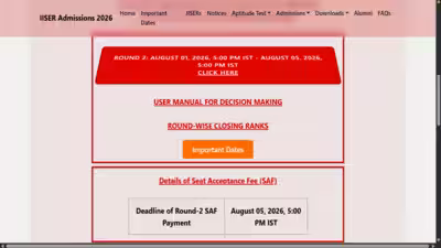 iiser iat 2026 round 2 seat allotment result