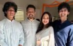 madhuri with her husband and two sons arin and ryan nene