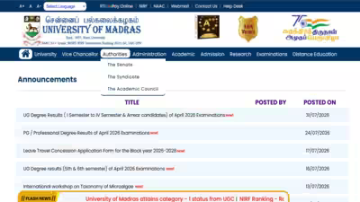 madras university result declared