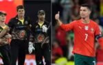 moises henriques of australia second from left and cristiano ronaldo