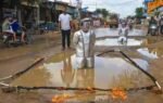 protest against waterlogging in jaipur
