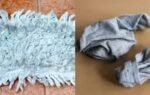 turn an old sock into a handy mop cover for dust free floors