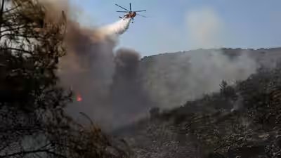 two wildfires broke out minutes apart on the greek island photo cgtnofficial