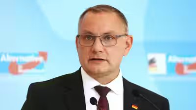 afd co leader tino chrupalla gives a statement in berlin