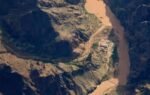 bright angel canyon damaged by floods flows into the colorado river