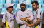 dubai indias coach gautam gambhir skipper rohit sharma and virat kohli during