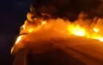 ferry on fire