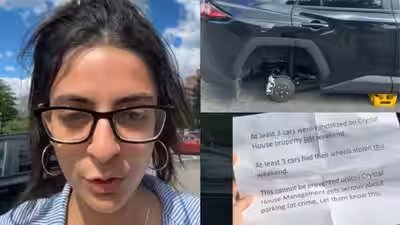 indian woman finds brothers car stripped of all 4 wheels