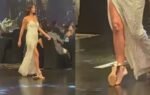 model alicia kaurs heel breaks midramp