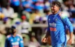 thiruvananthapuram sep 27 ani indias kuldeep yadav celebrates the wicket of