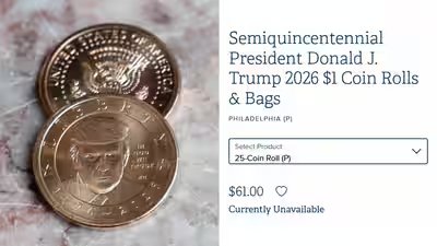 trumps face debuts on us currency 1 coins run out of stock within hours