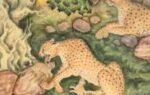 a family of cheetahs in a rocky landscape attributed to basawan mughal india circa 1575 80