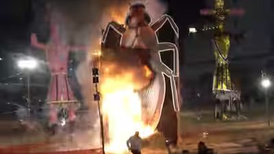 cockroach effigy burnt