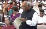 congress president mallikarjun kharge during his address at india blocs mock parliament