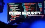 illustration shows cyber security text and php code