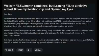 loan to relative almostbroke his marriage