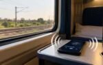 loud phone audio on a train tray