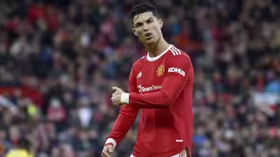 manchester manchester uniteds cristiano ronaldo gestures during the english p