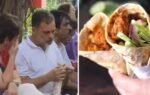 rahul gandhi was spotted having kathi roll as lunch in recent protests