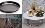 this diy turns a simple pizza pan into stylish countertop storage