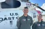 us coast guard officer josh law left and lieutenant miyako miller right