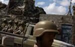yemeni soldiers stand guard at a military camp near the frontline with houthis in marib yemen